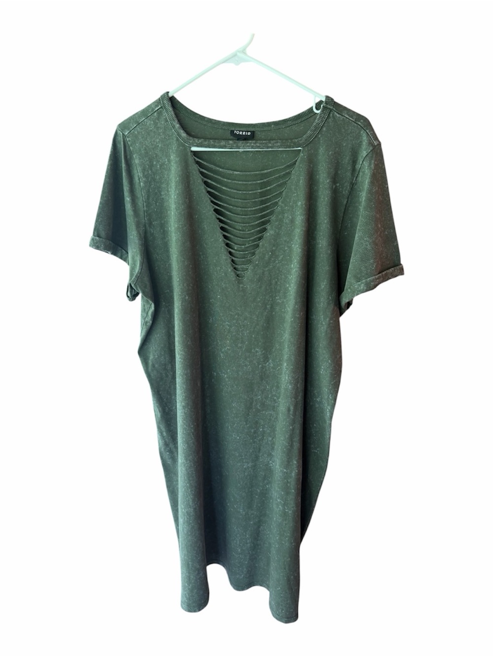 Torrid Army Green Shift Dress with Cut outs sz1 U.S. 14/16